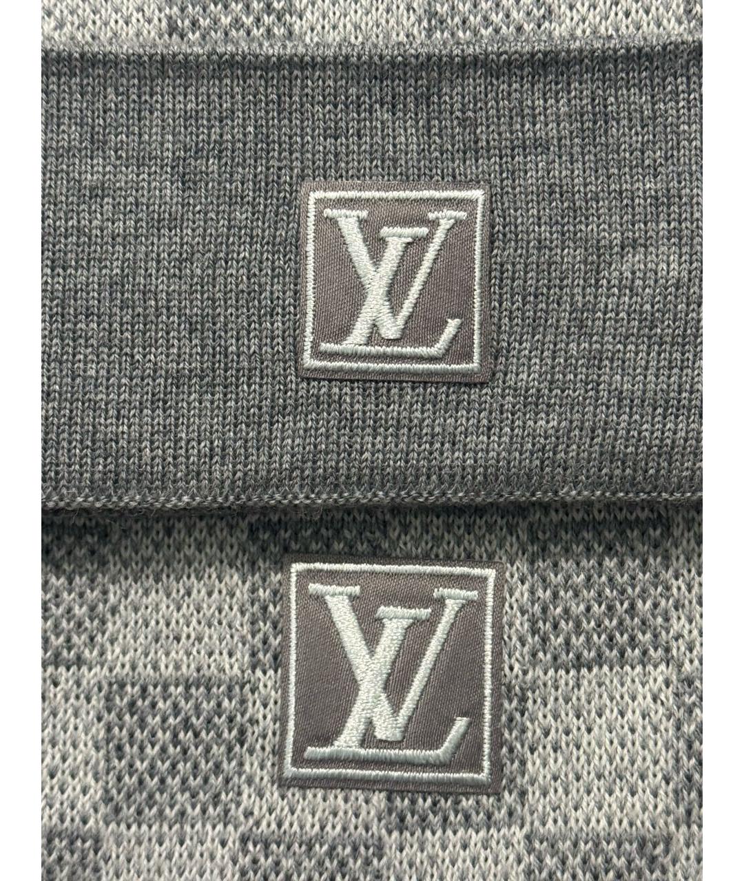 LOUIS VUITTON Серый шерстяной шарф, фото 2