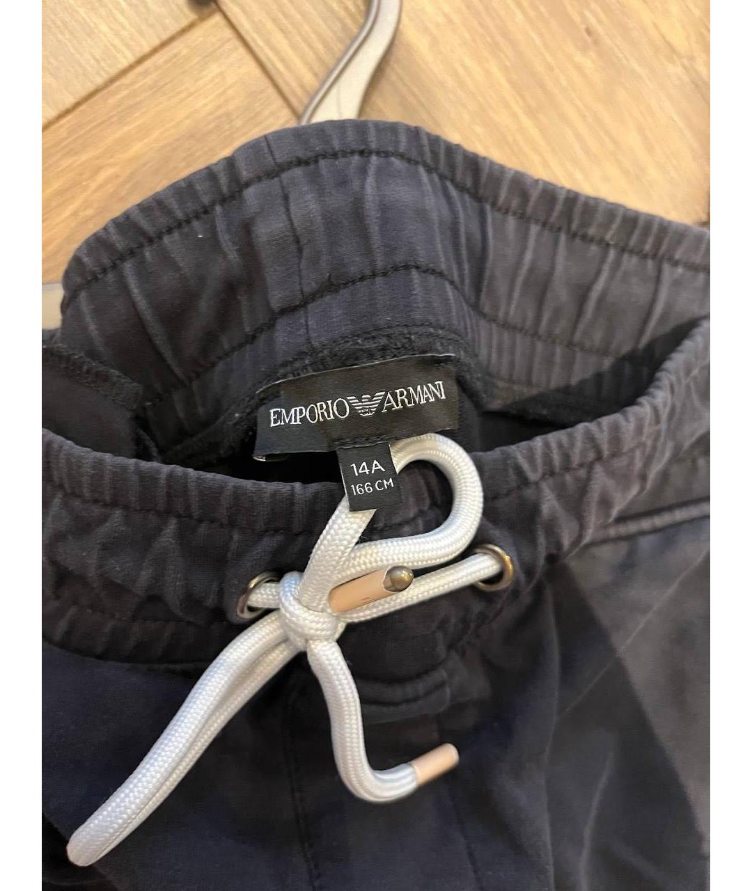 EMPORIO ARMANI Темно-синие хлопковые брюки и шорты, фото 3