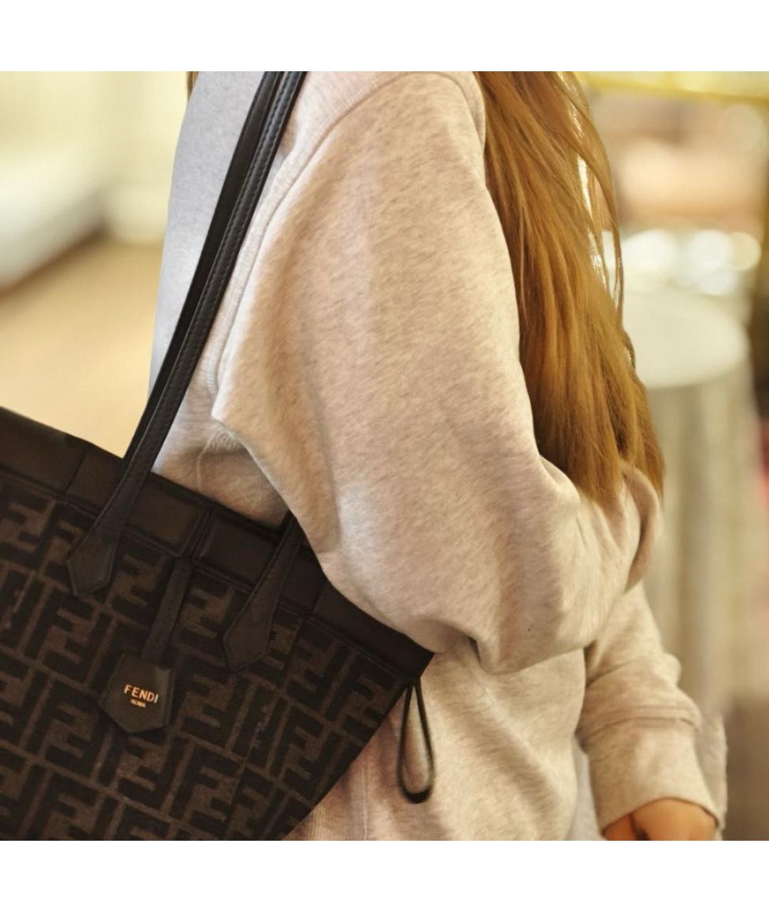 FENDI Коричневая кожаная сумка тоут, фото 6