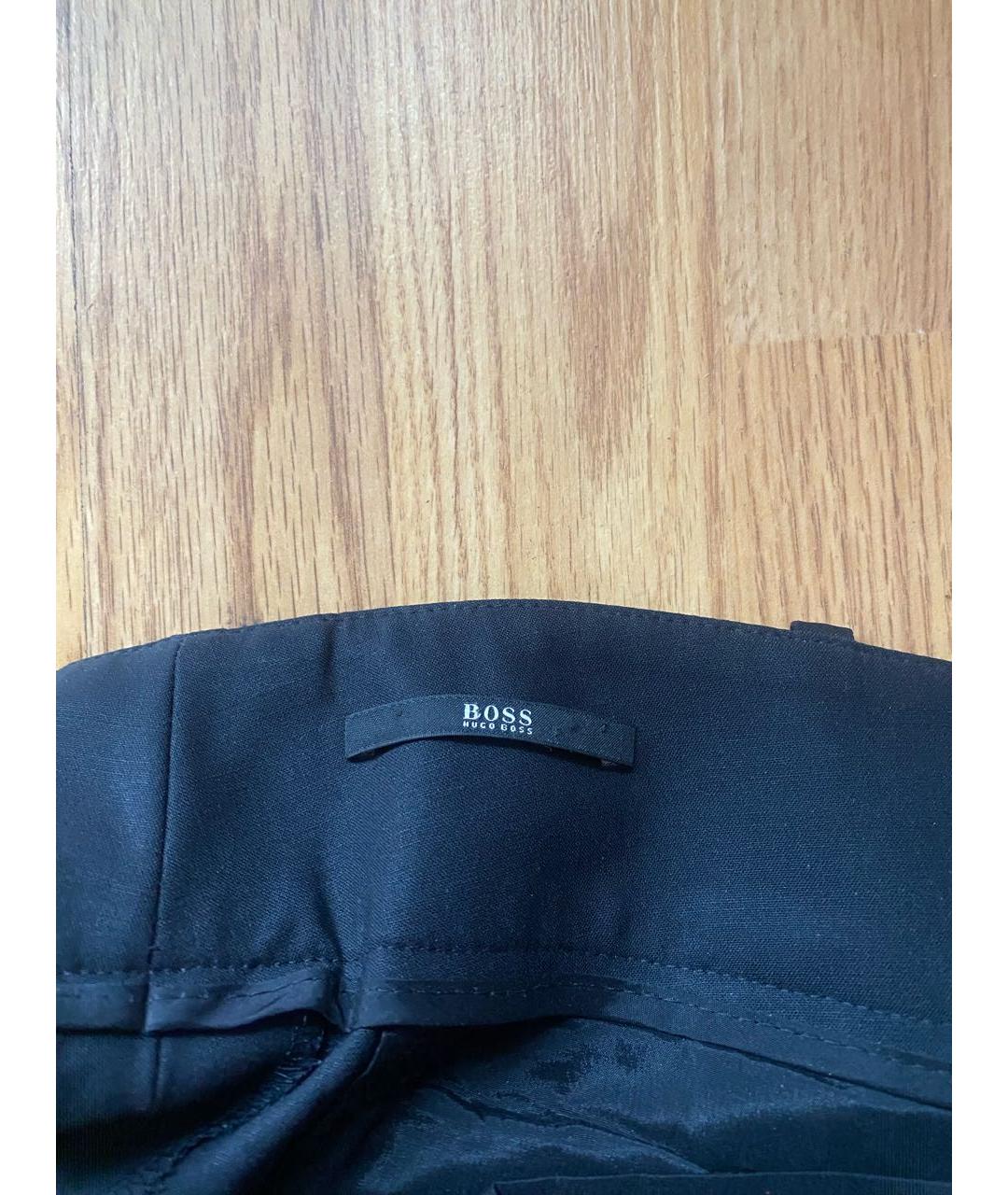 HUGO BOSS Черные шерстяные прямые брюки, фото 3