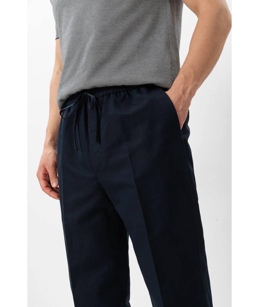 BRIONI Темно-синие льняные повседневные брюки, фото 8