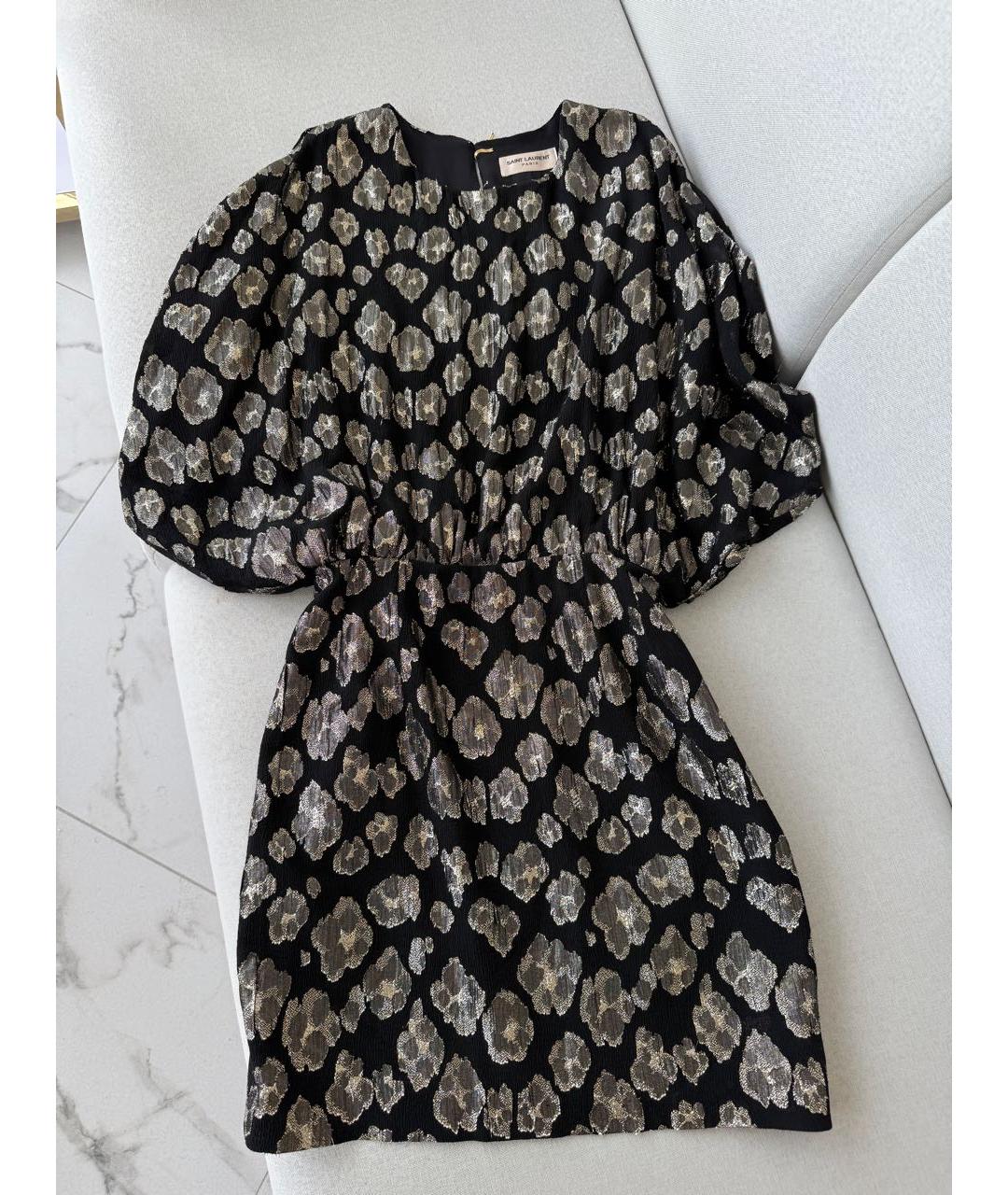 SAINT LAURENT Черное шелковое коктейльное платье, фото 8