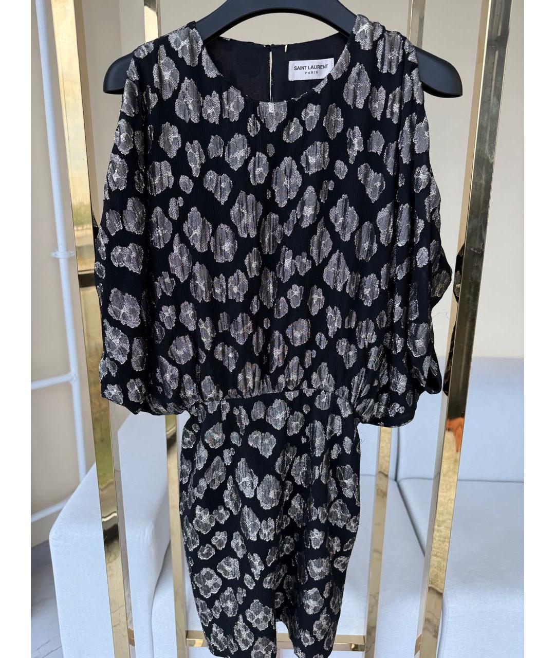 SAINT LAURENT Черное шелковое коктейльное платье, фото 3