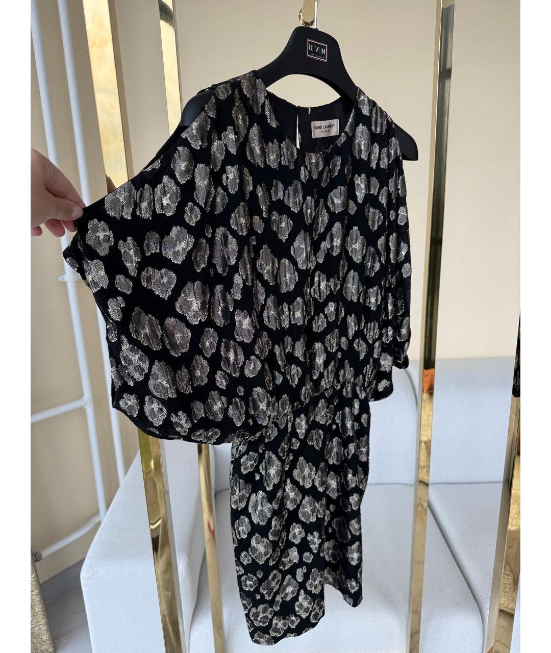 SAINT LAURENT Черное шелковое коктейльное платье, фото 2