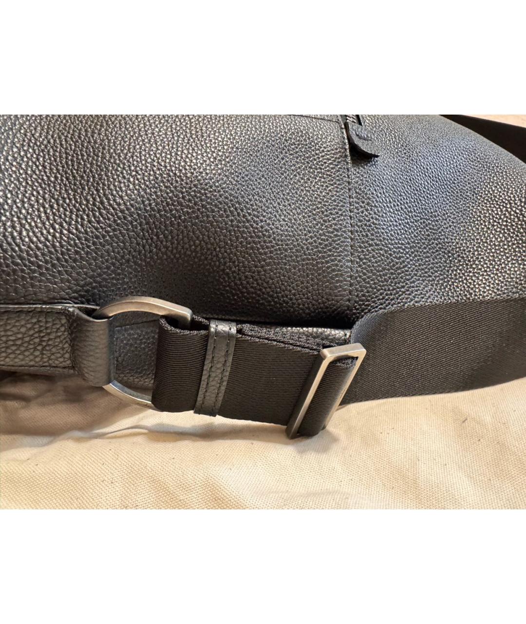 FERRAGAMO Черная кожаная сумка тоут, фото 7