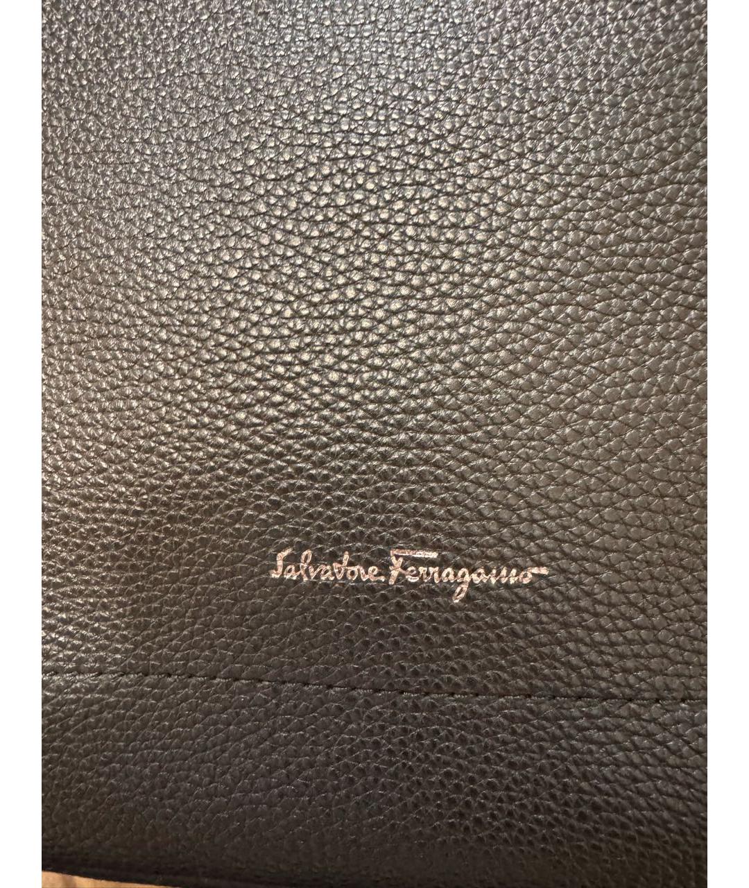 FERRAGAMO Черная кожаная сумка тоут, фото 3