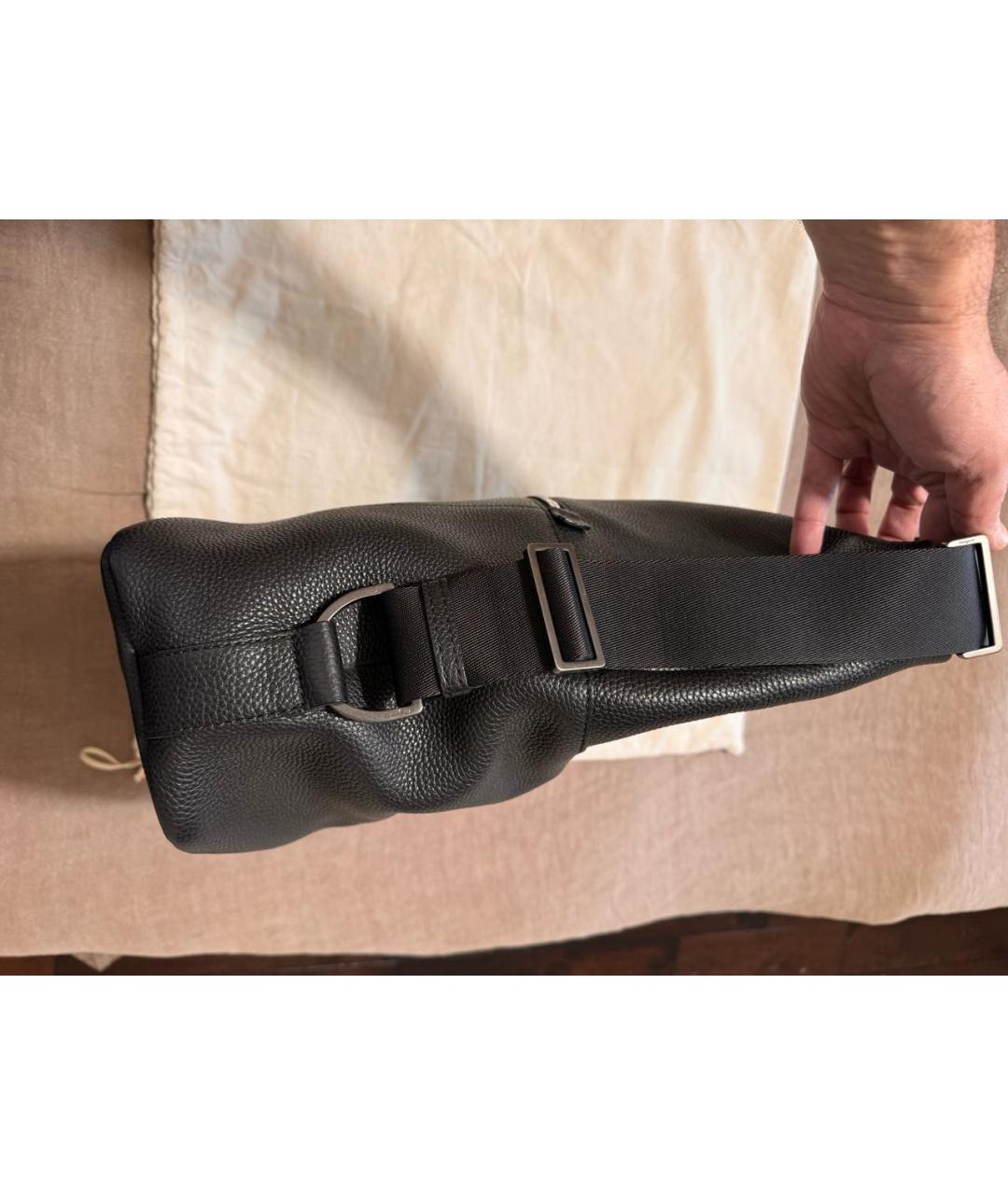 FERRAGAMO Черная кожаная сумка тоут, фото 6