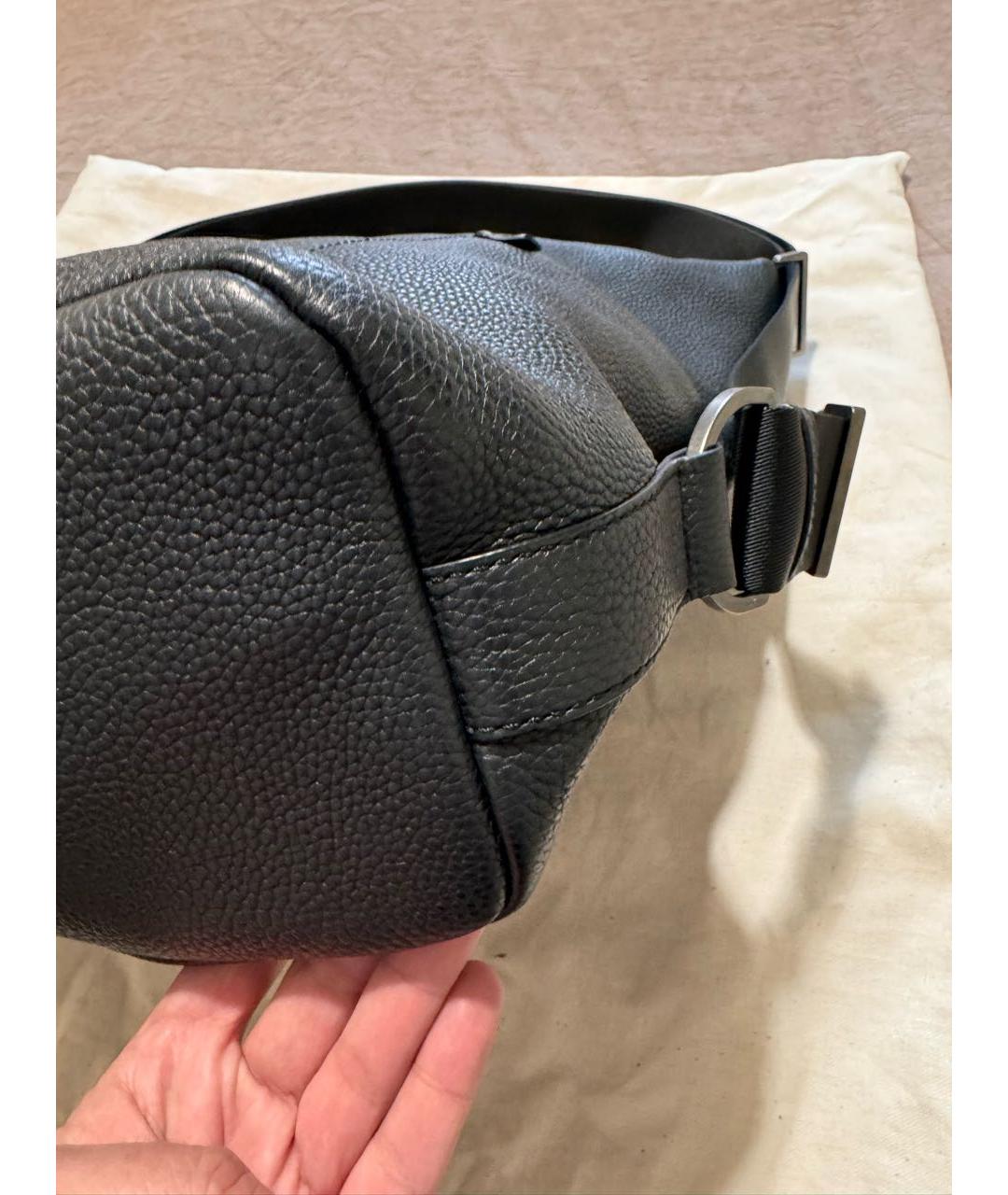 FERRAGAMO Черная кожаная сумка тоут, фото 5