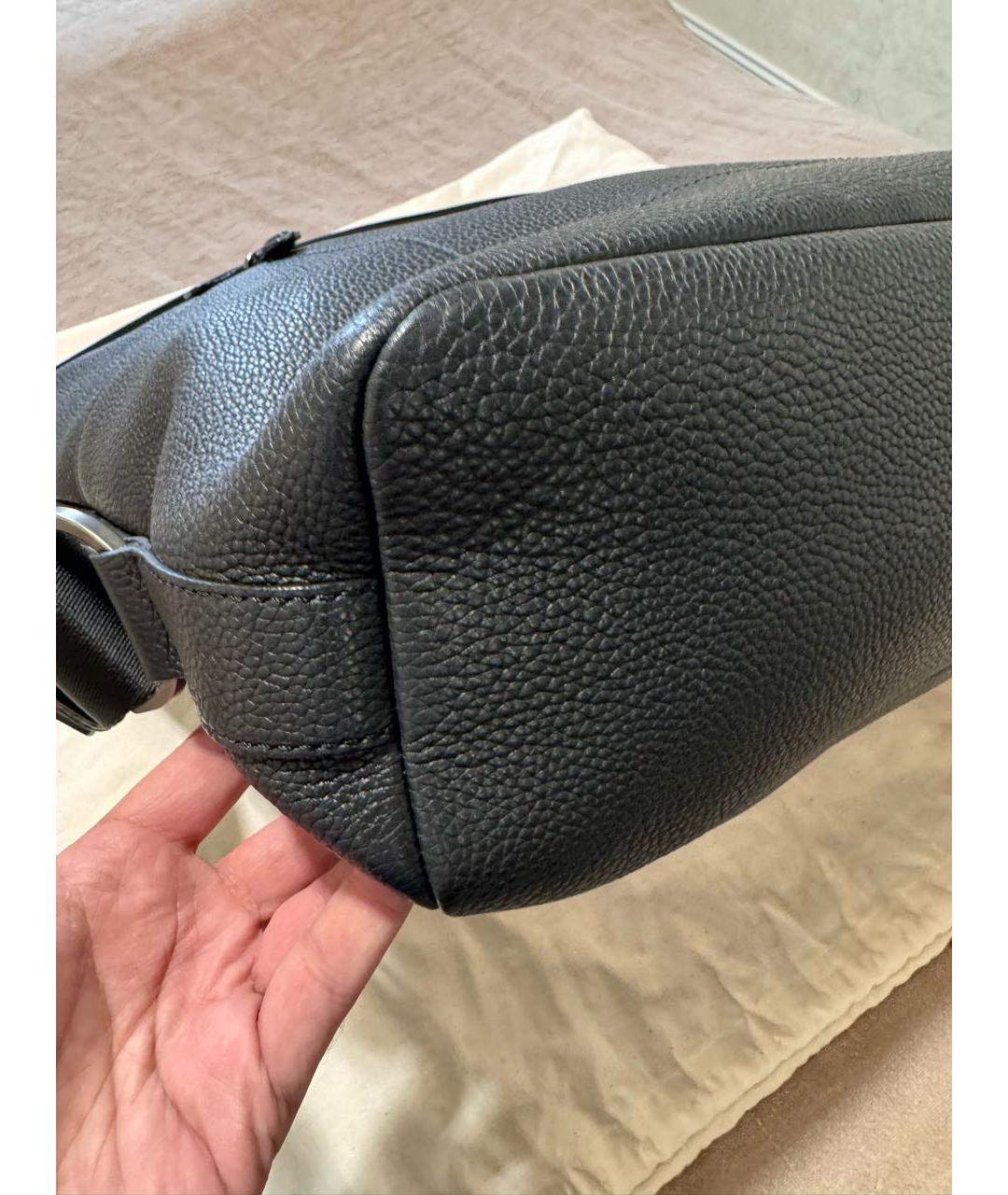 FERRAGAMO Черная кожаная сумка тоут, фото 4