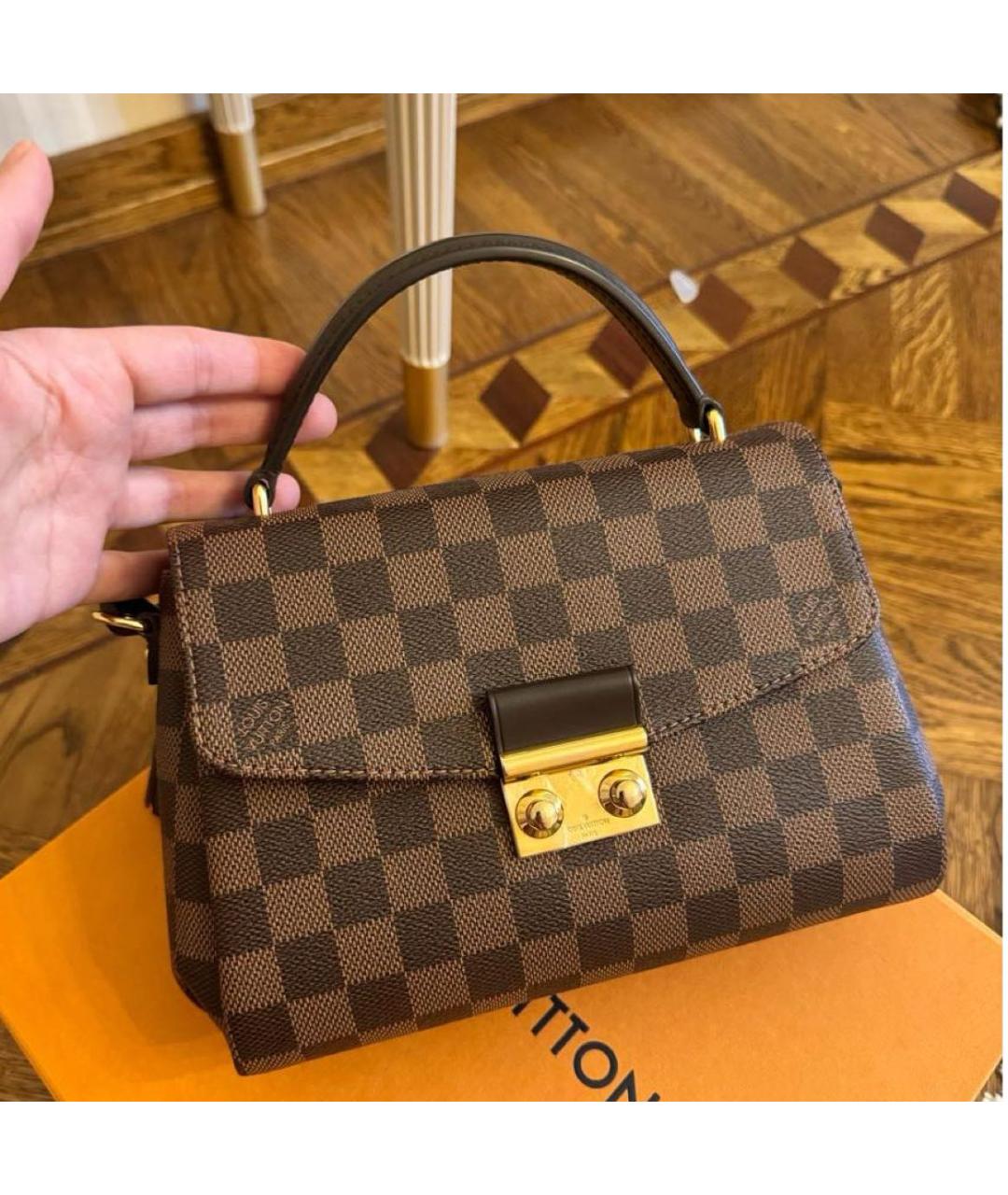LOUIS VUITTON Коричневая кожаная сумка через плечо, фото 7