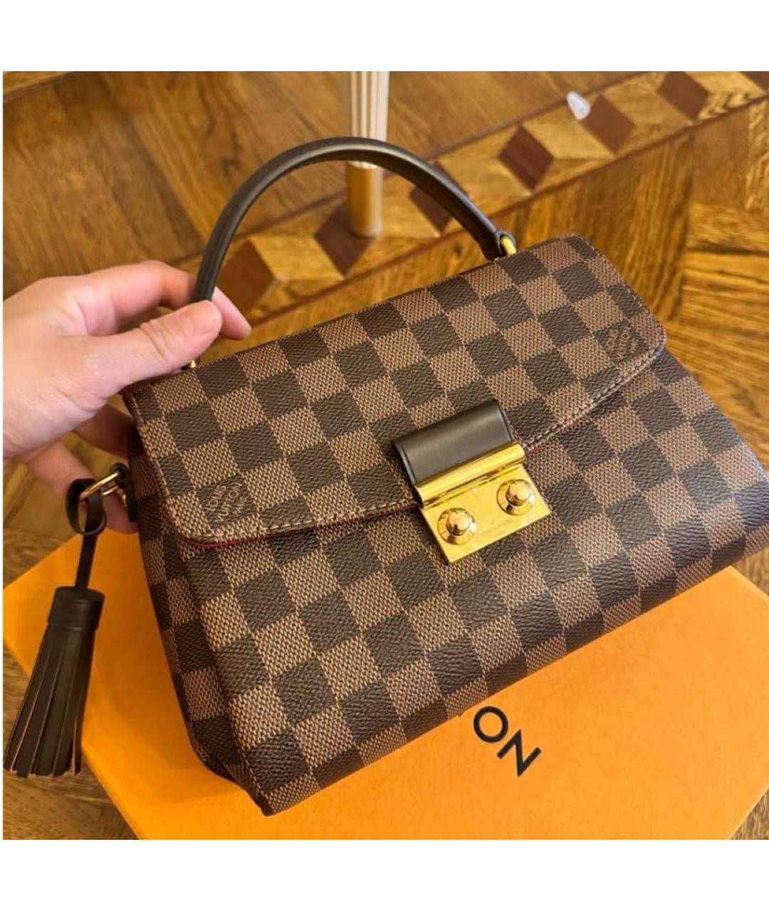 LOUIS VUITTON Коричневая кожаная сумка через плечо, фото 6