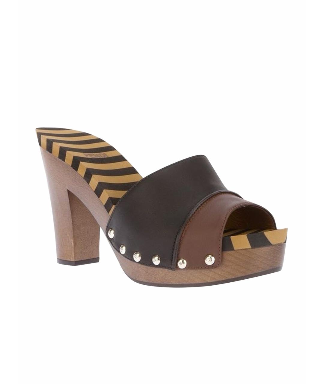 FENDI Мульти кожаные сабо, фото 1