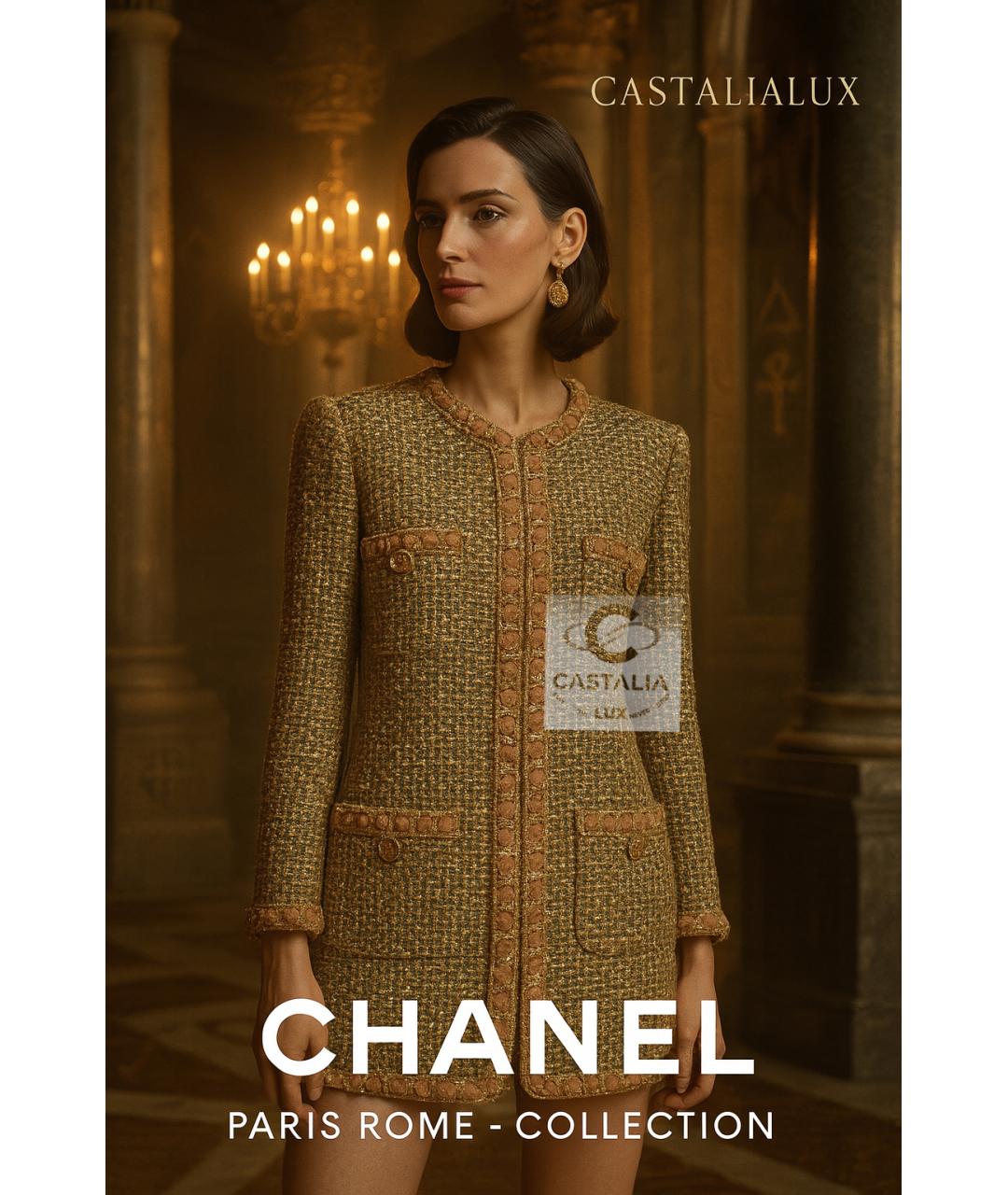 CHANEL Бежевый твидовый жакет/пиджак, фото 2