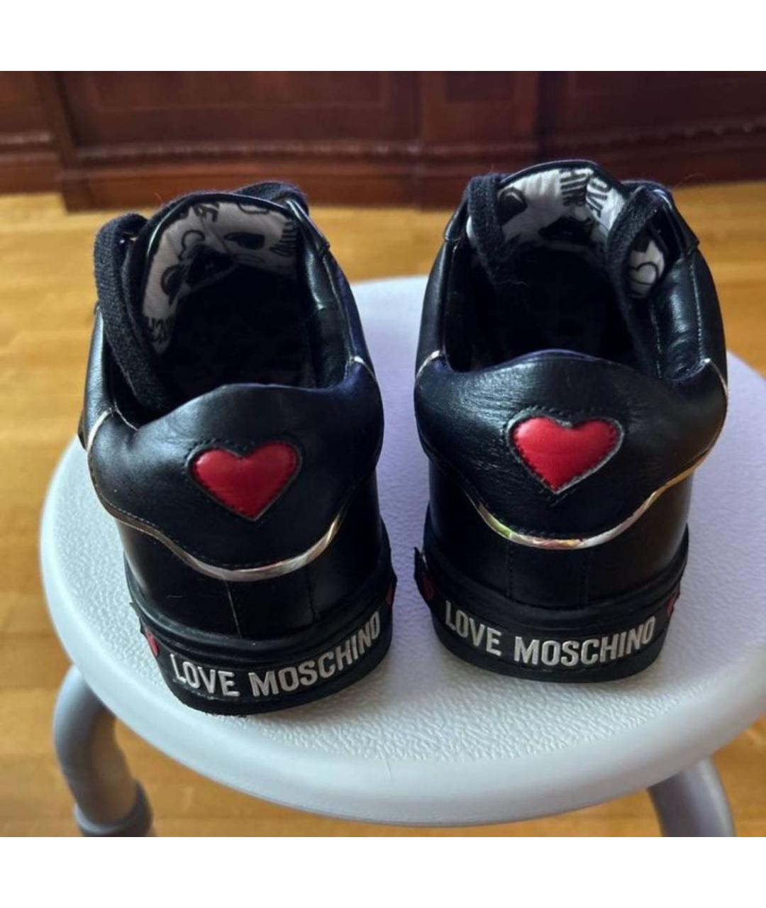LOVE MOSCHINO Черные кеды из искусственной кожи, фото 4