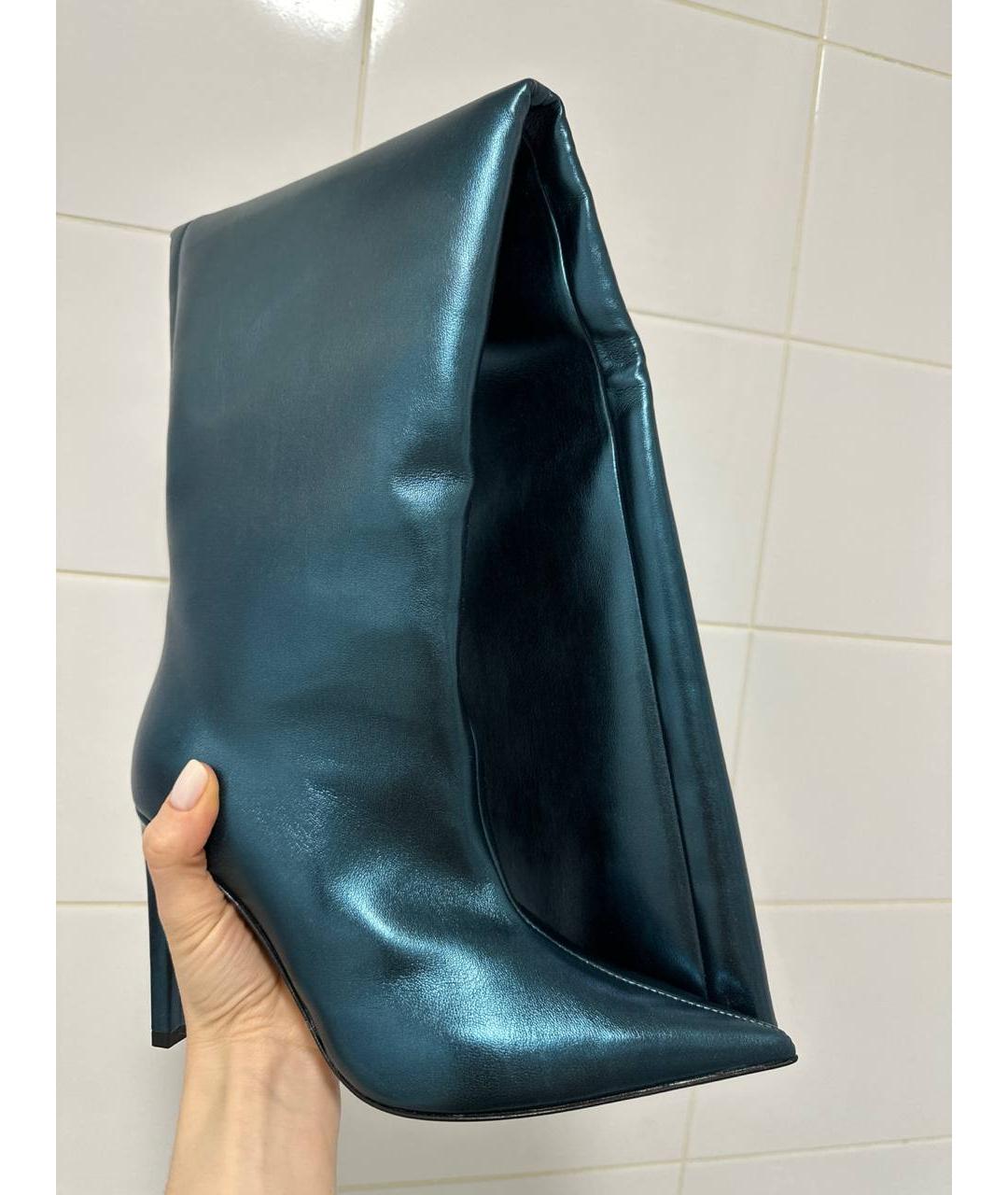 PINKO Бирюзовые кожаные ботфорты, фото 4