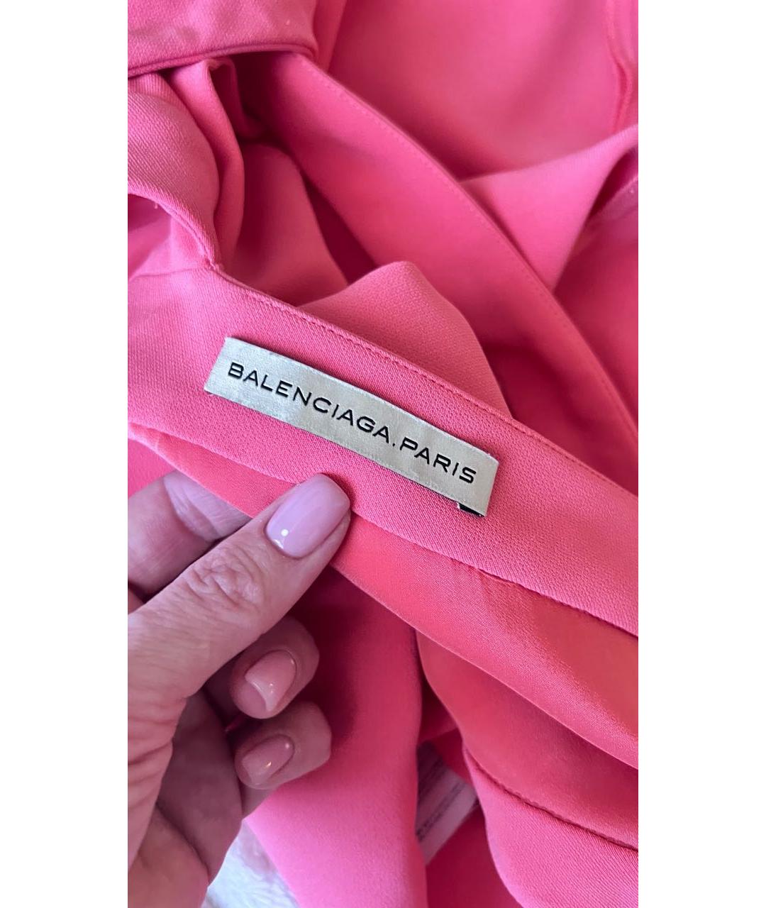 BALENCIAGA Коралловое вискозное коктейльное платье, фото 8