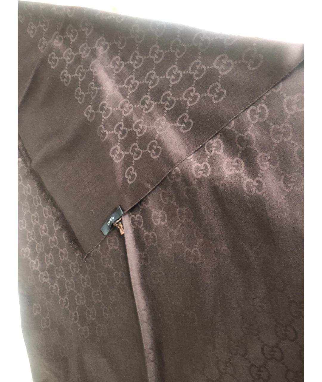 GUCCI Коричневый шерстяной платок, фото 2