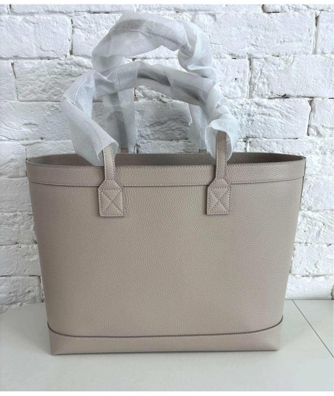 BURBERRY Бежевая кожаная сумка тоут, фото 3