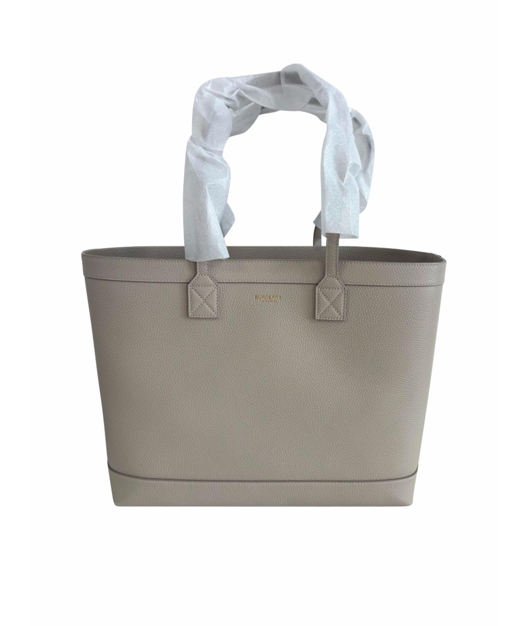 BURBERRY Бежевая кожаная сумка тоут, фото 1