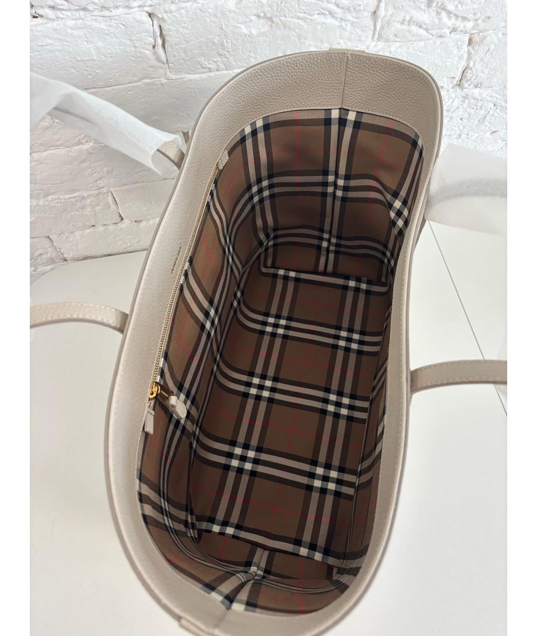 BURBERRY Бежевая кожаная сумка тоут, фото 4