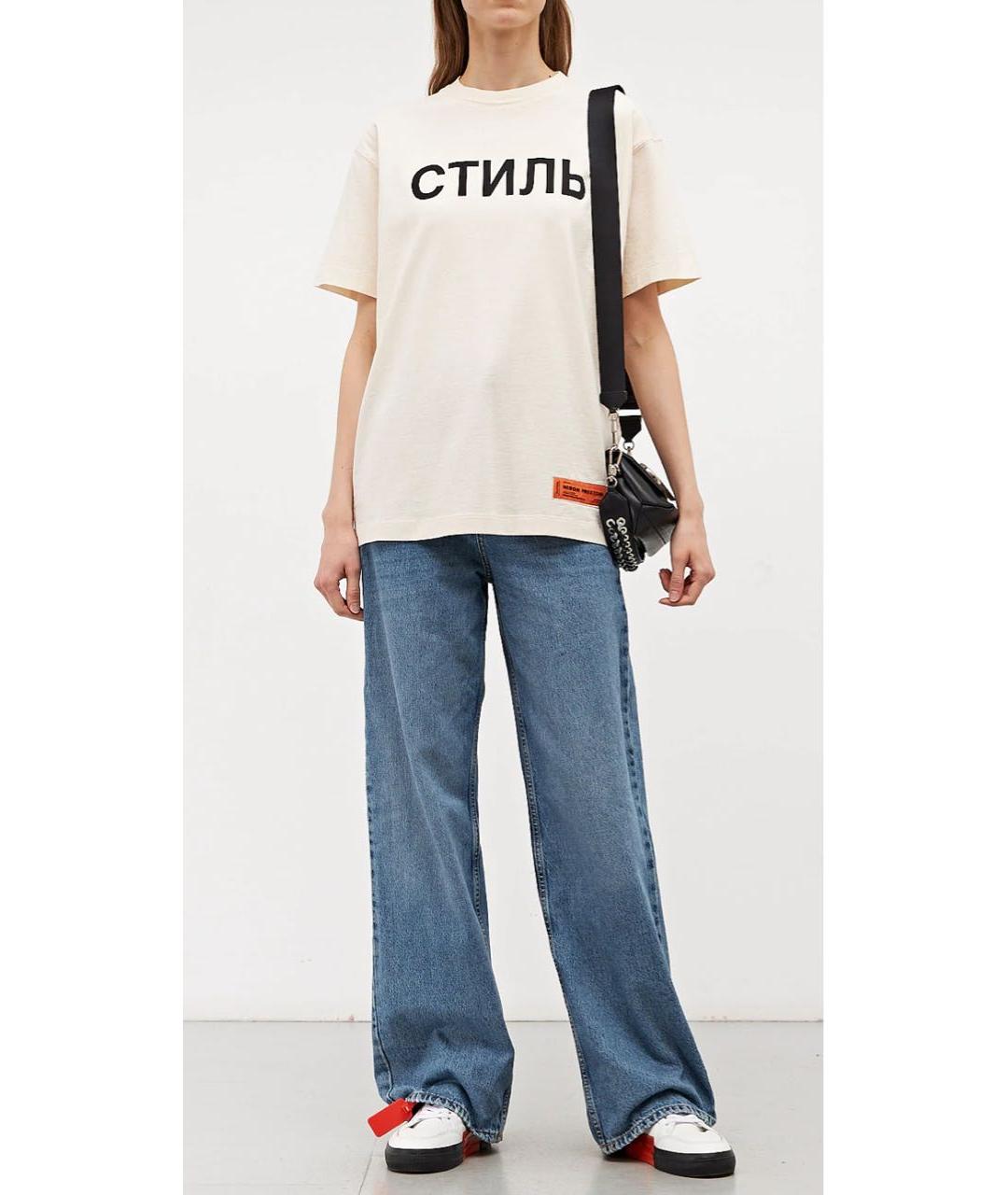 HERON PRESTON Бежевая хлопковая футболка, фото 5