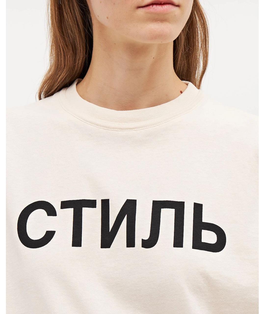 HERON PRESTON Бежевая хлопковая футболка, фото 4
