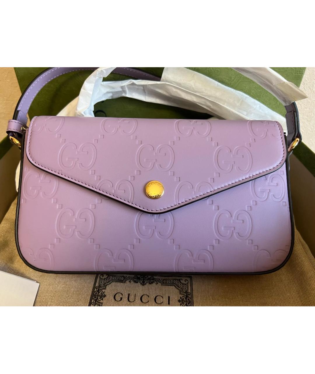 GUCCI Фиолетовая кожаная сумка через плечо, фото 8