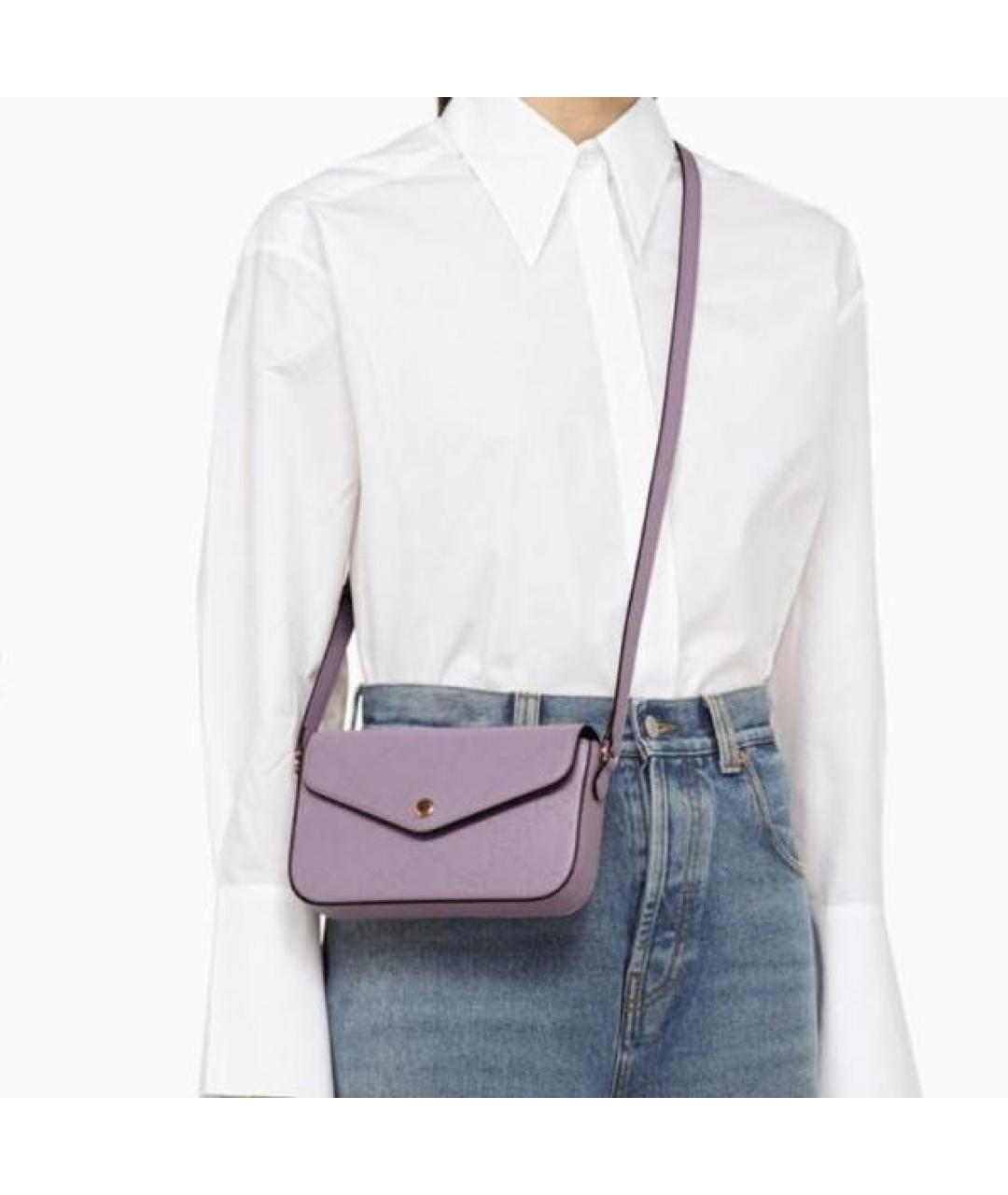 GUCCI Фиолетовая кожаная сумка через плечо, фото 2