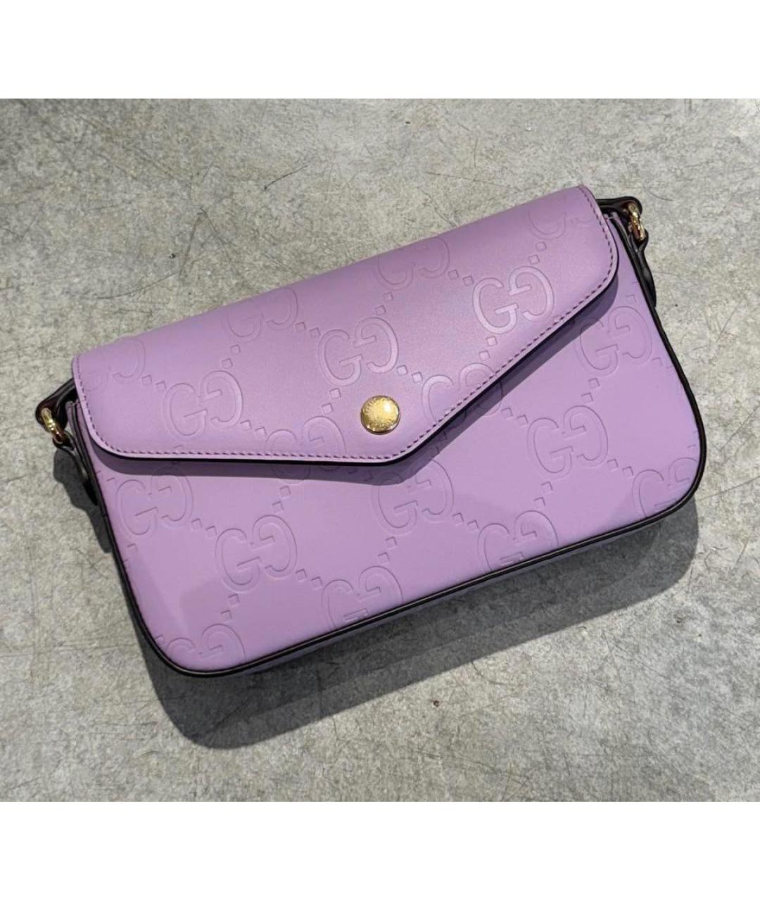 GUCCI Фиолетовая кожаная сумка через плечо, фото 5