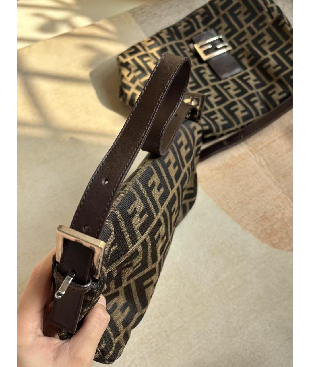 FENDI VINTAGE Коричневая тканевая сумка через плечо, фото 8