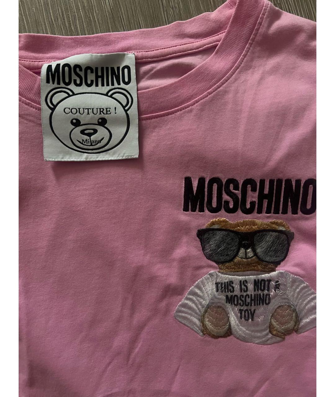 MOSCHINO Розовая хлопковая футболка, фото 4