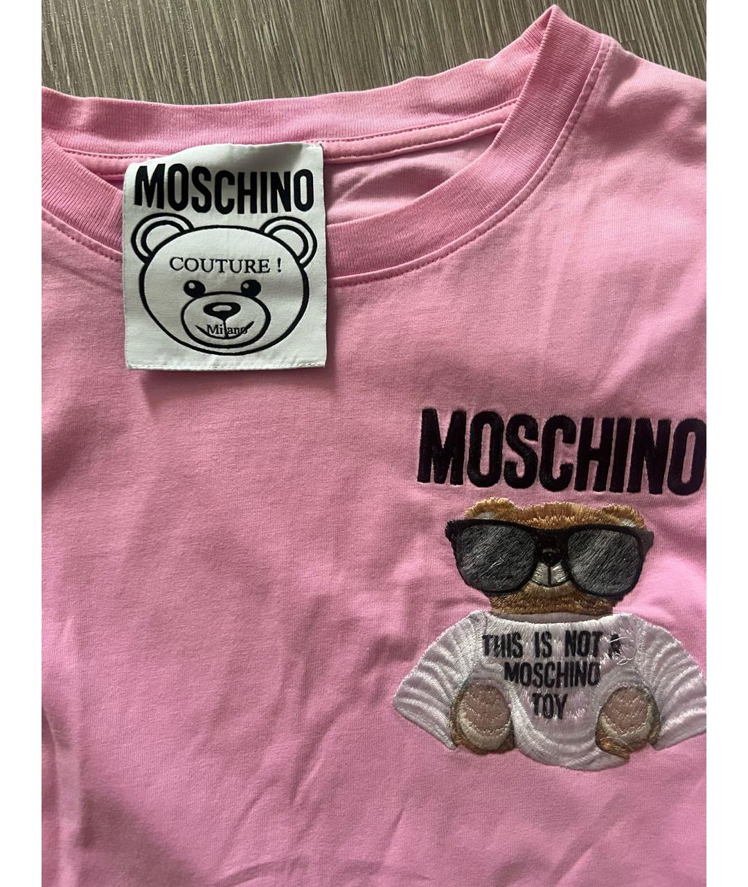 MOSCHINO Розовая хлопковая футболка, фото 2