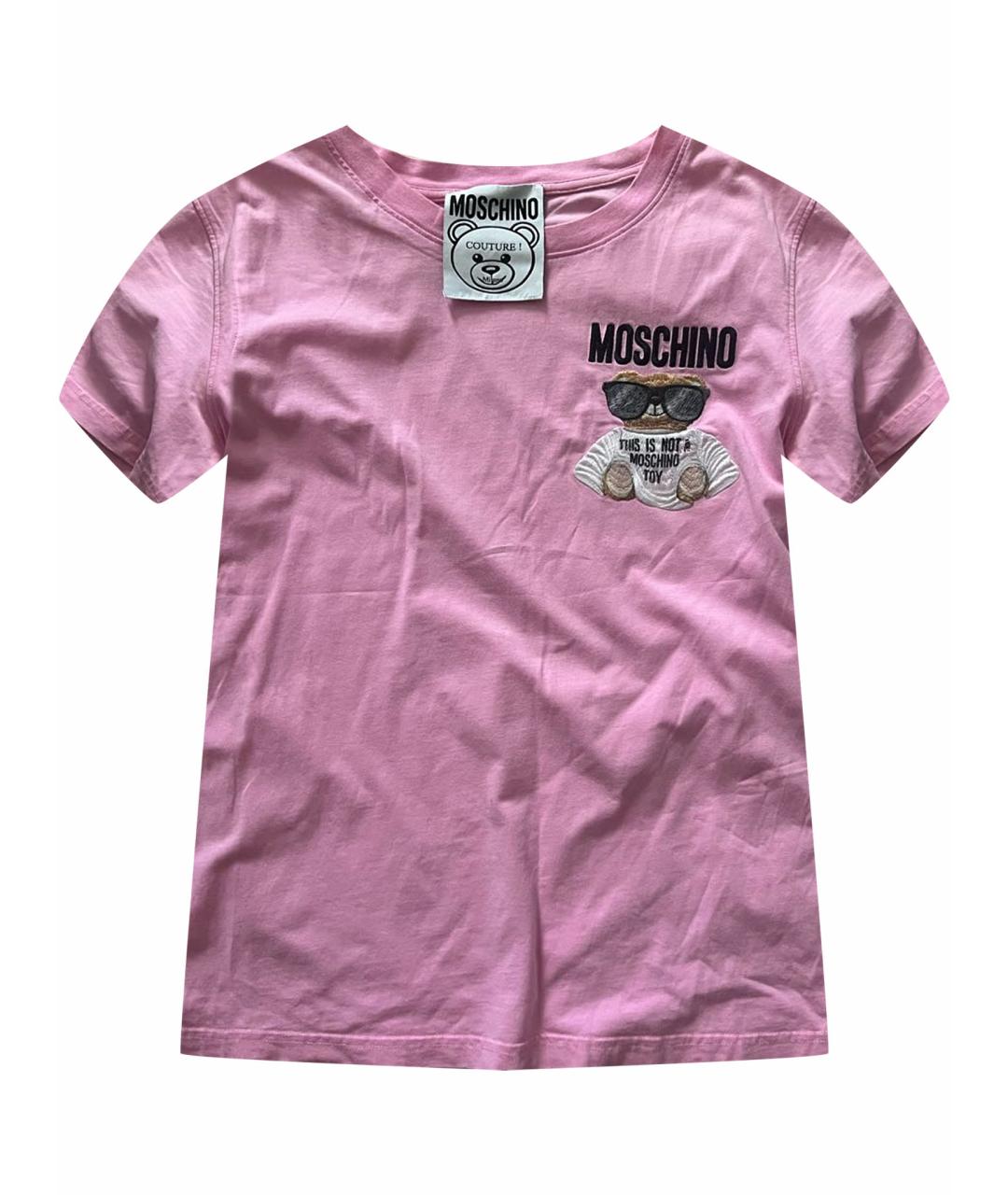 MOSCHINO Розовая хлопковая футболка, фото 1