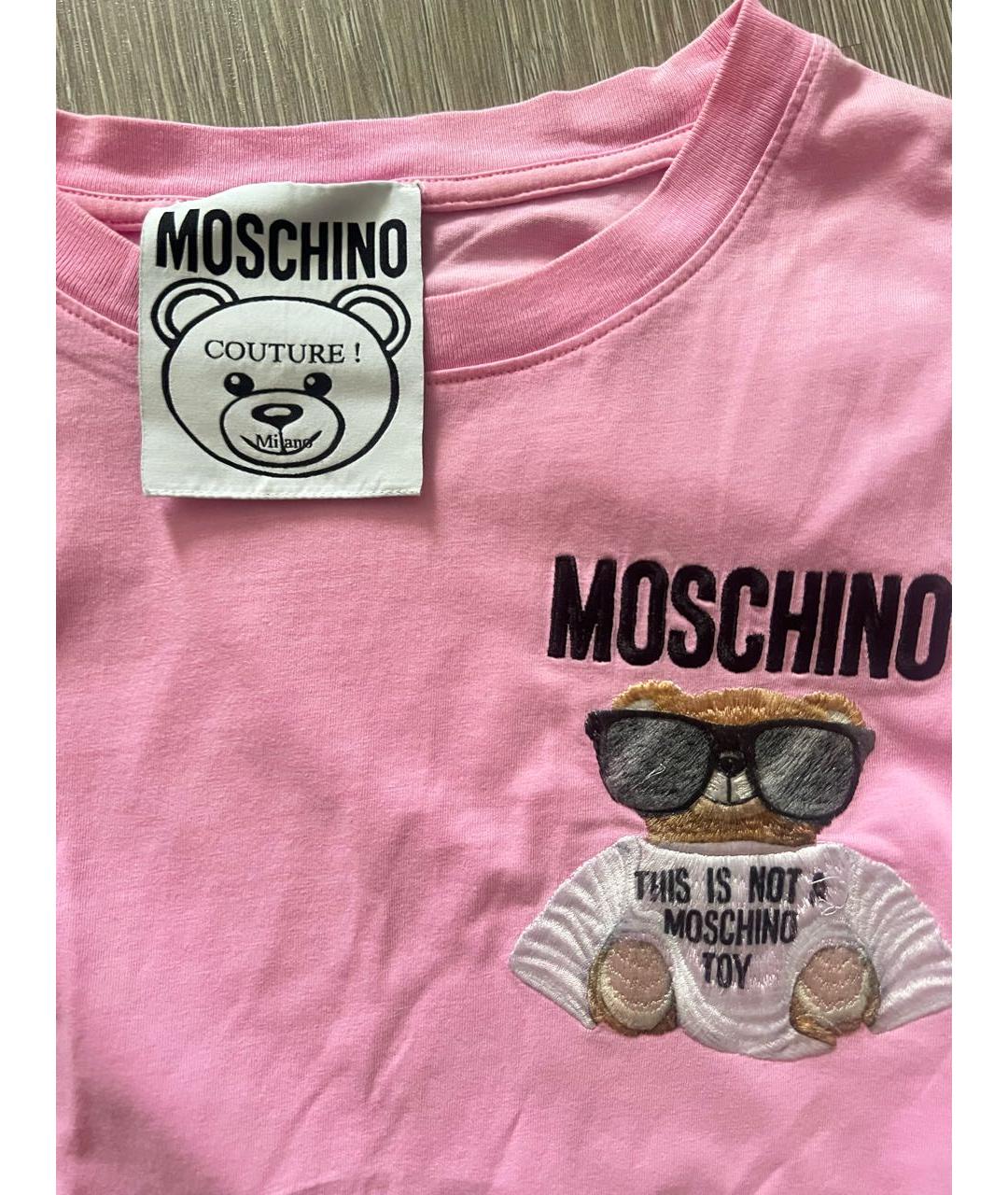 MOSCHINO Розовая хлопковая футболка, фото 3