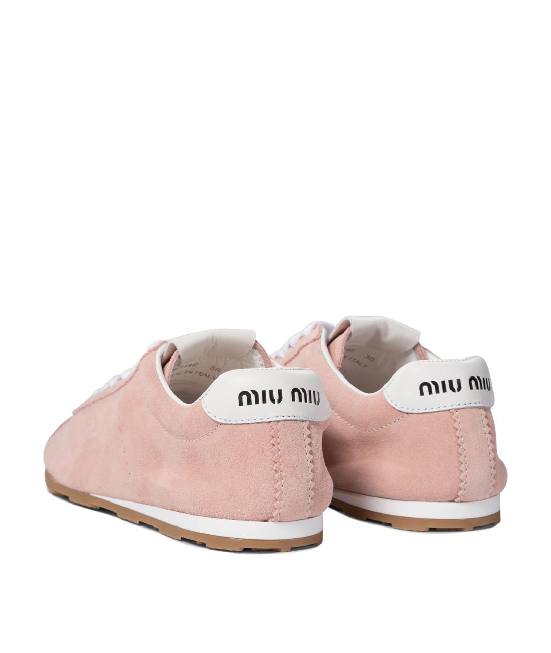 MIU MIU Розовые кожаные кроссовки, фото 4