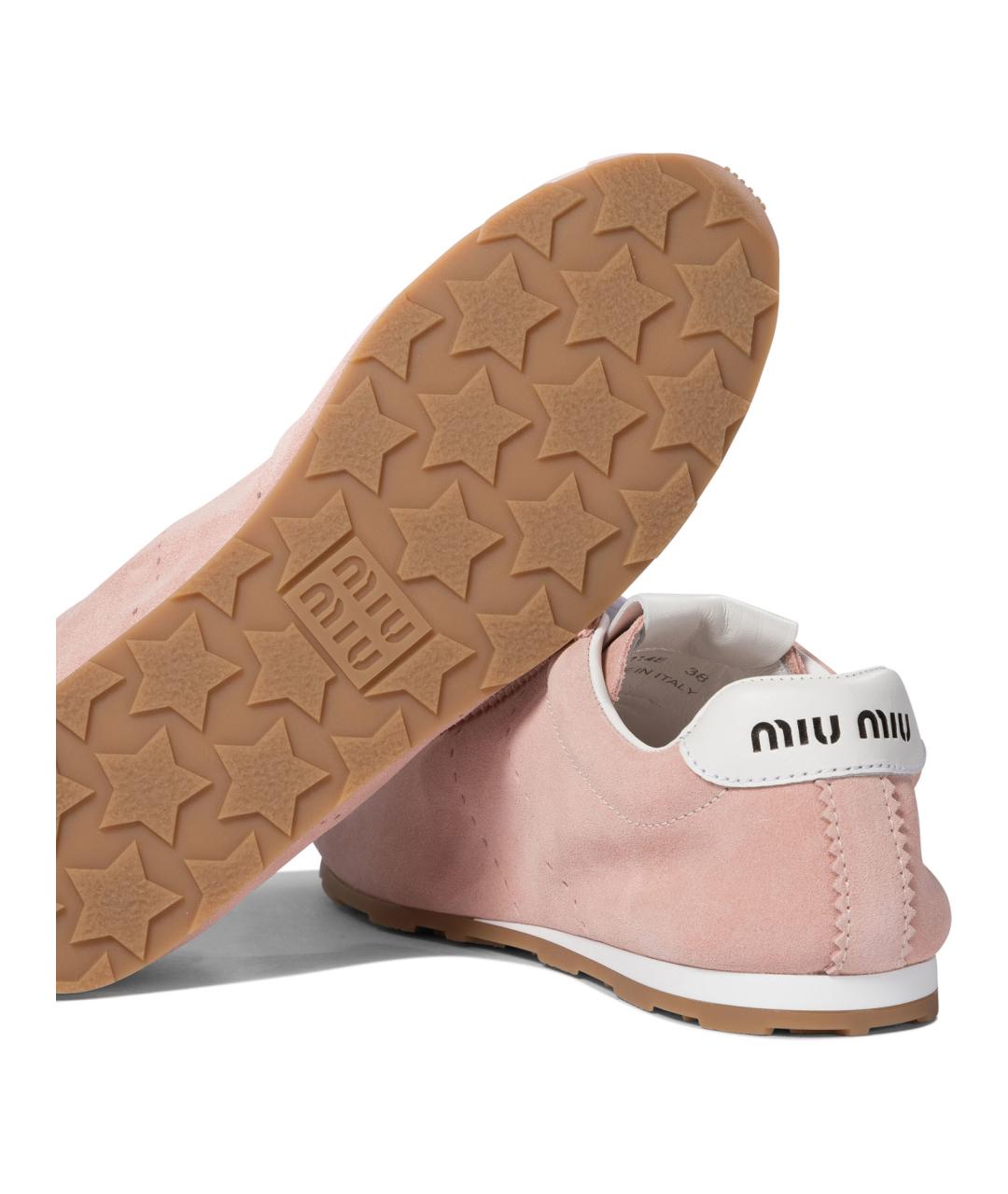MIU MIU Розовые кожаные кроссовки, фото 5