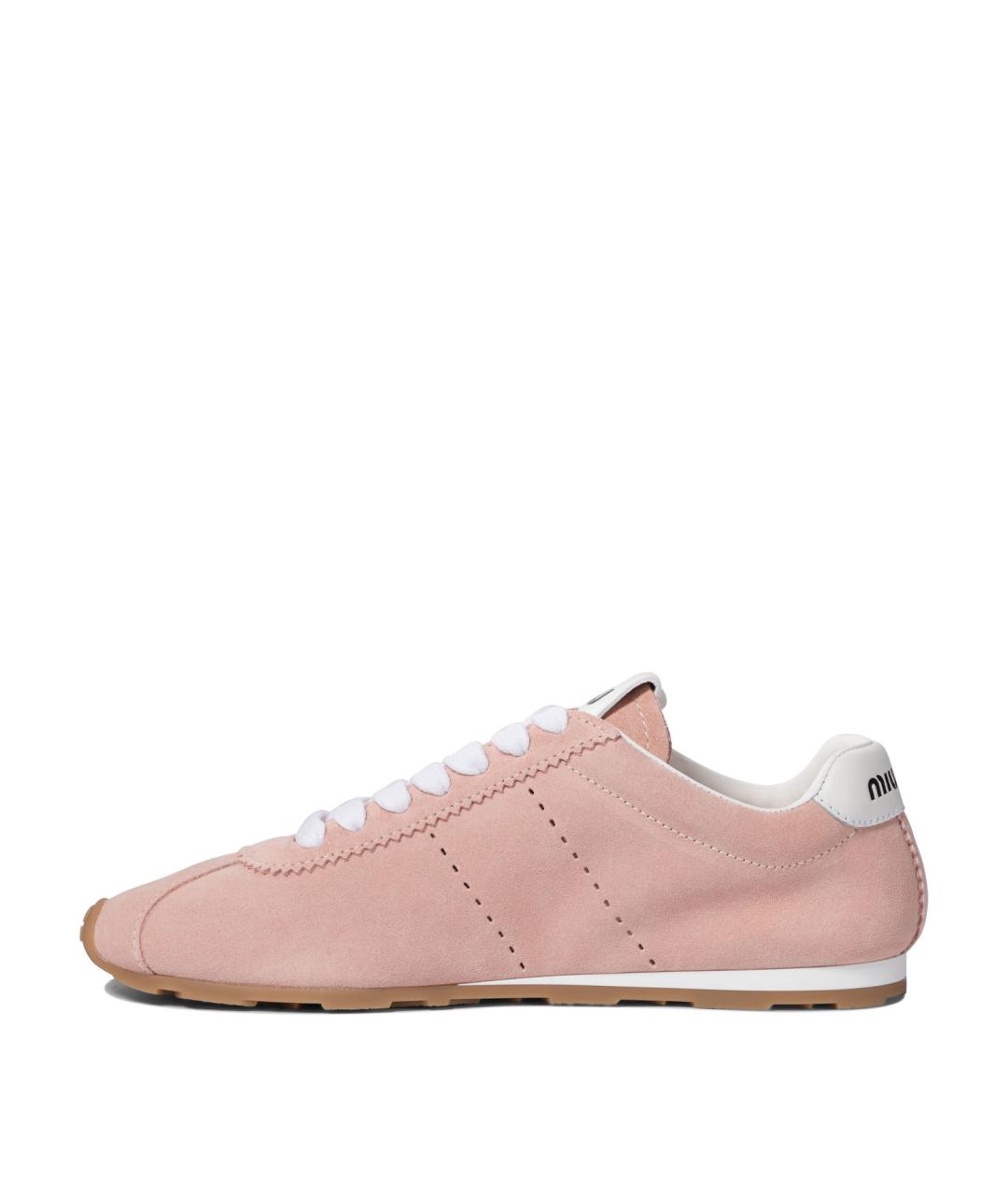 MIU MIU Розовые кожаные кроссовки, фото 3