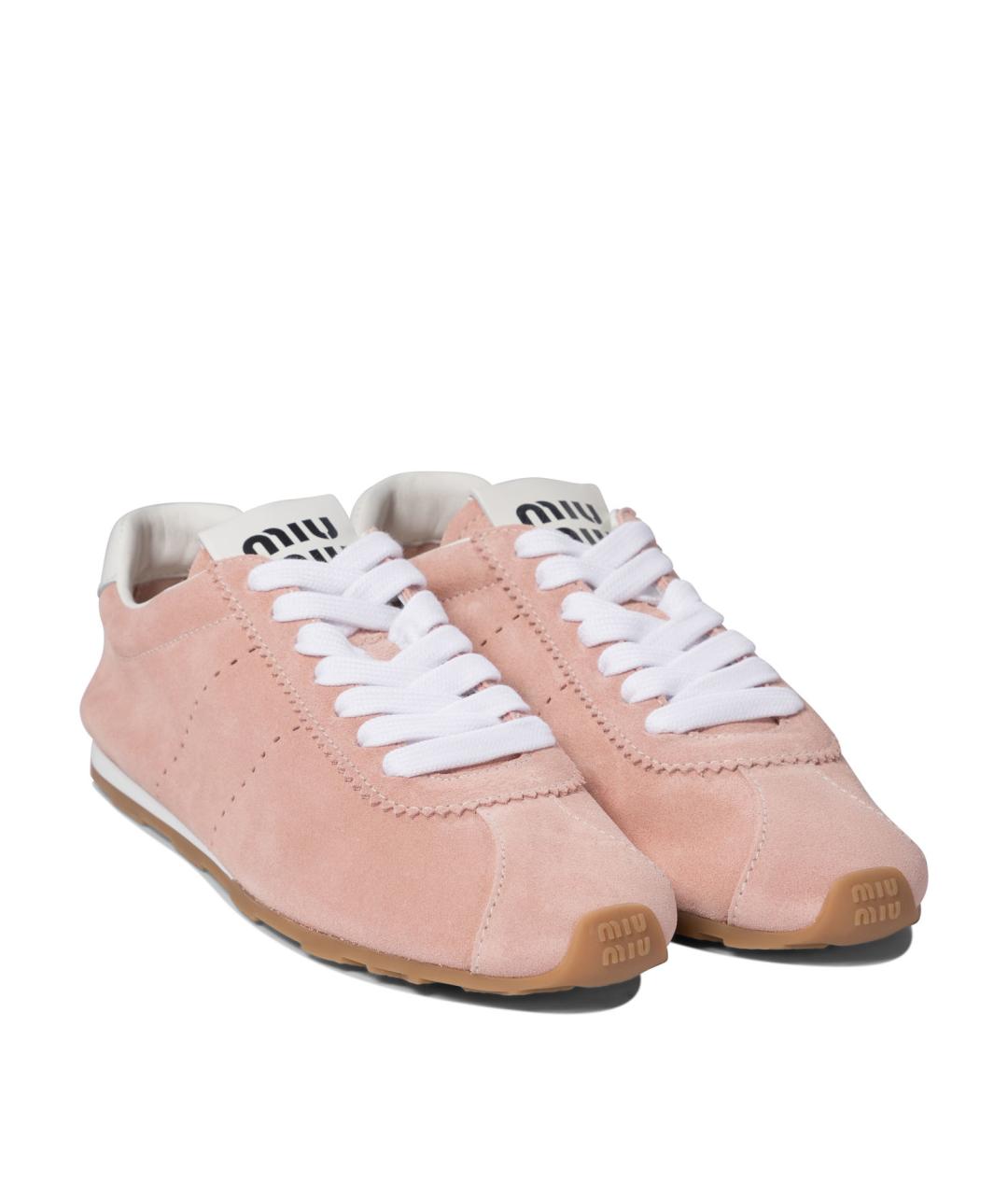 MIU MIU Розовые кожаные кроссовки, фото 2
