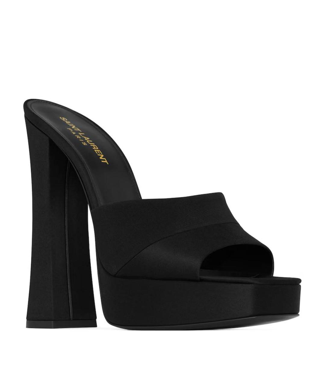 SAINT LAURENT Черные текстильные мюли, фото 2