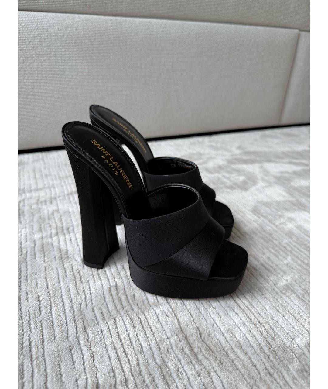 SAINT LAURENT Черные текстильные мюли, фото 3
