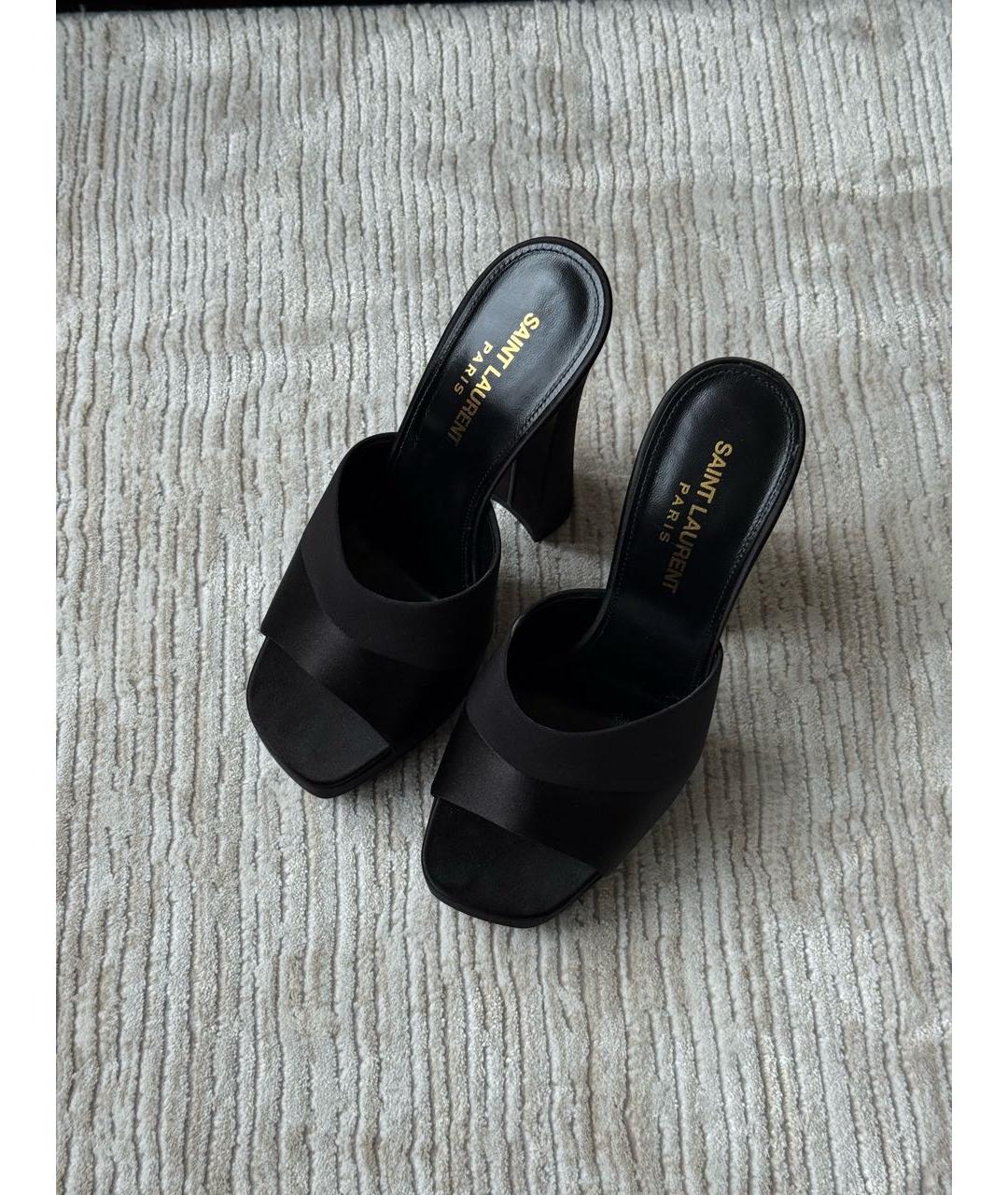 SAINT LAURENT Черные текстильные мюли, фото 4