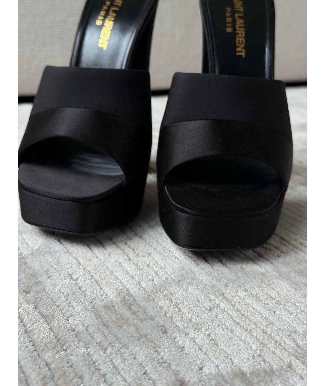 SAINT LAURENT Черные текстильные мюли, фото 7