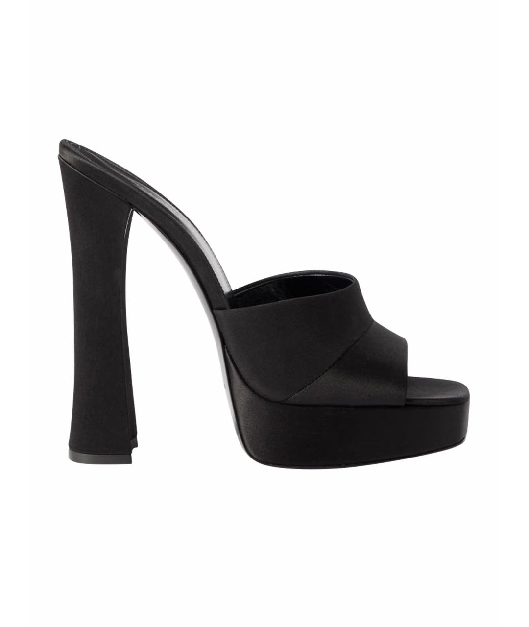 SAINT LAURENT Черные текстильные мюли, фото 1