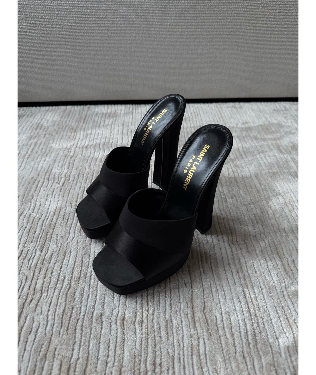 SAINT LAURENT Черные текстильные мюли, фото 5