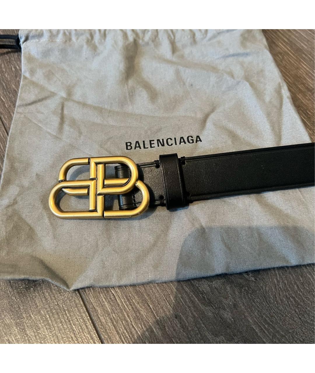 BALENCIAGA Черный кожаный ремень, фото 4