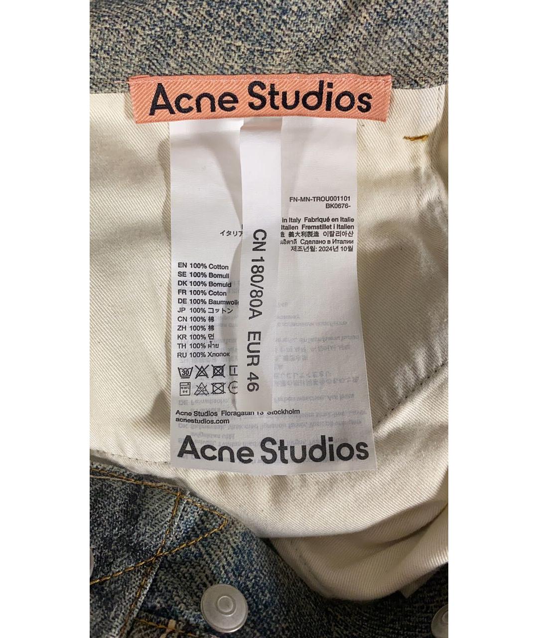 ACNE STUDIOS Темно-синие хлопковые прямые джинсы, фото 8