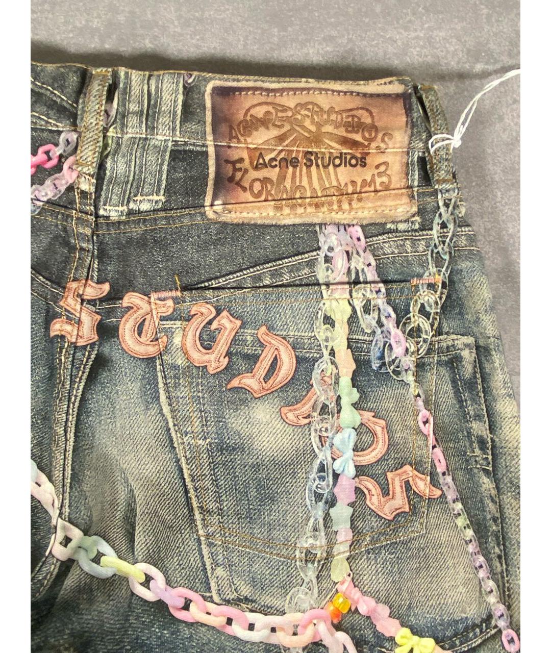 ACNE STUDIOS Темно-синие хлопковые прямые джинсы, фото 7