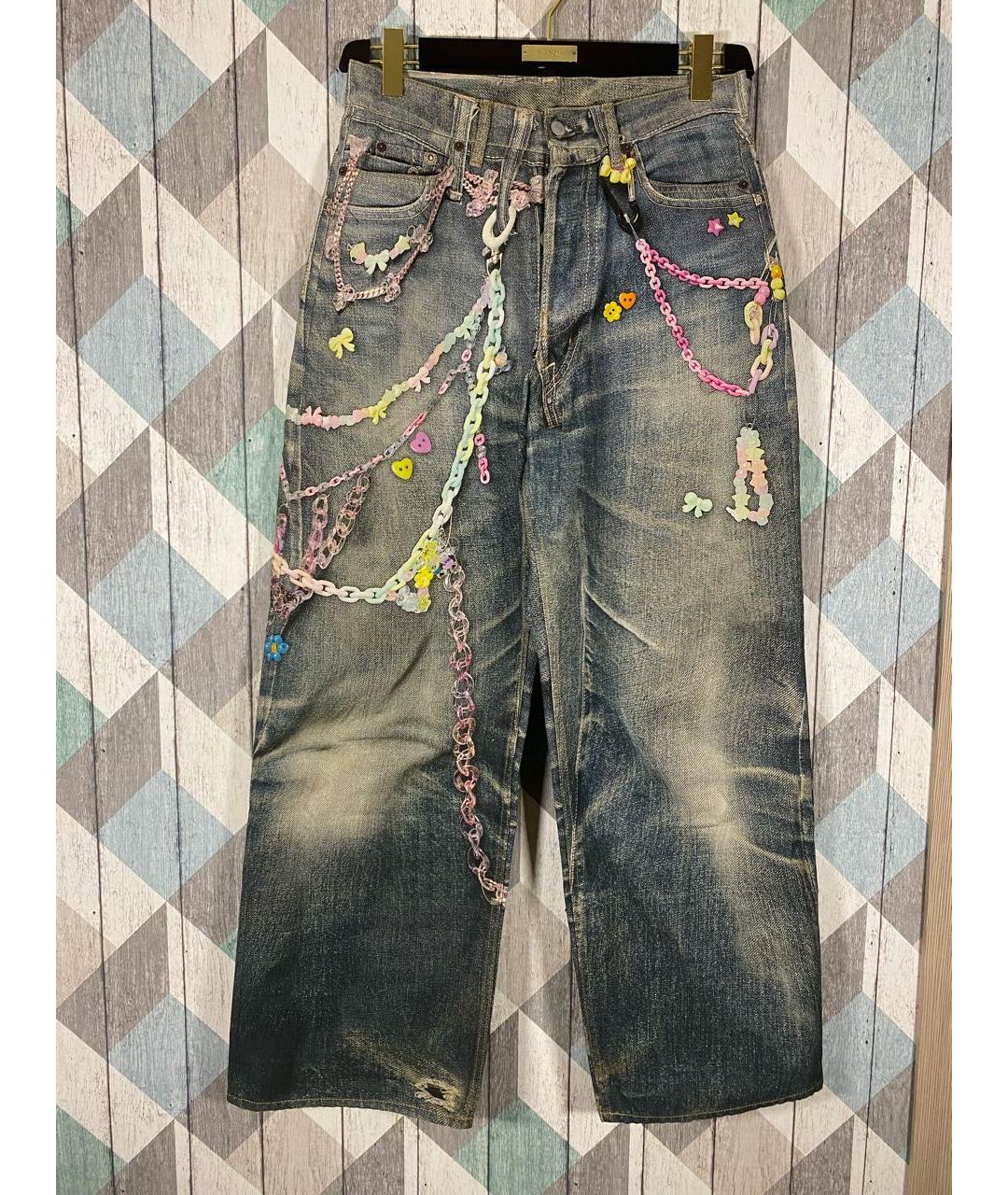 ACNE STUDIOS Темно-синие хлопковые прямые джинсы, фото 2