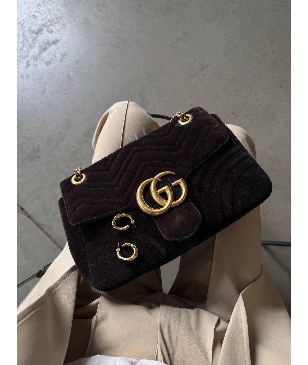 GUCCI Коричневая бархатная сумка через плечо, фото 7