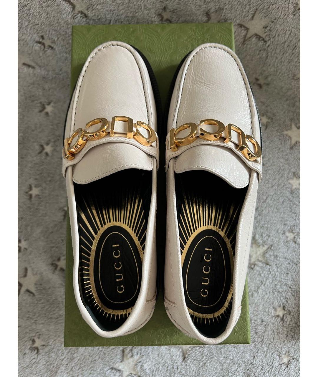 GUCCI Белые кожаные лоферы, фото 3